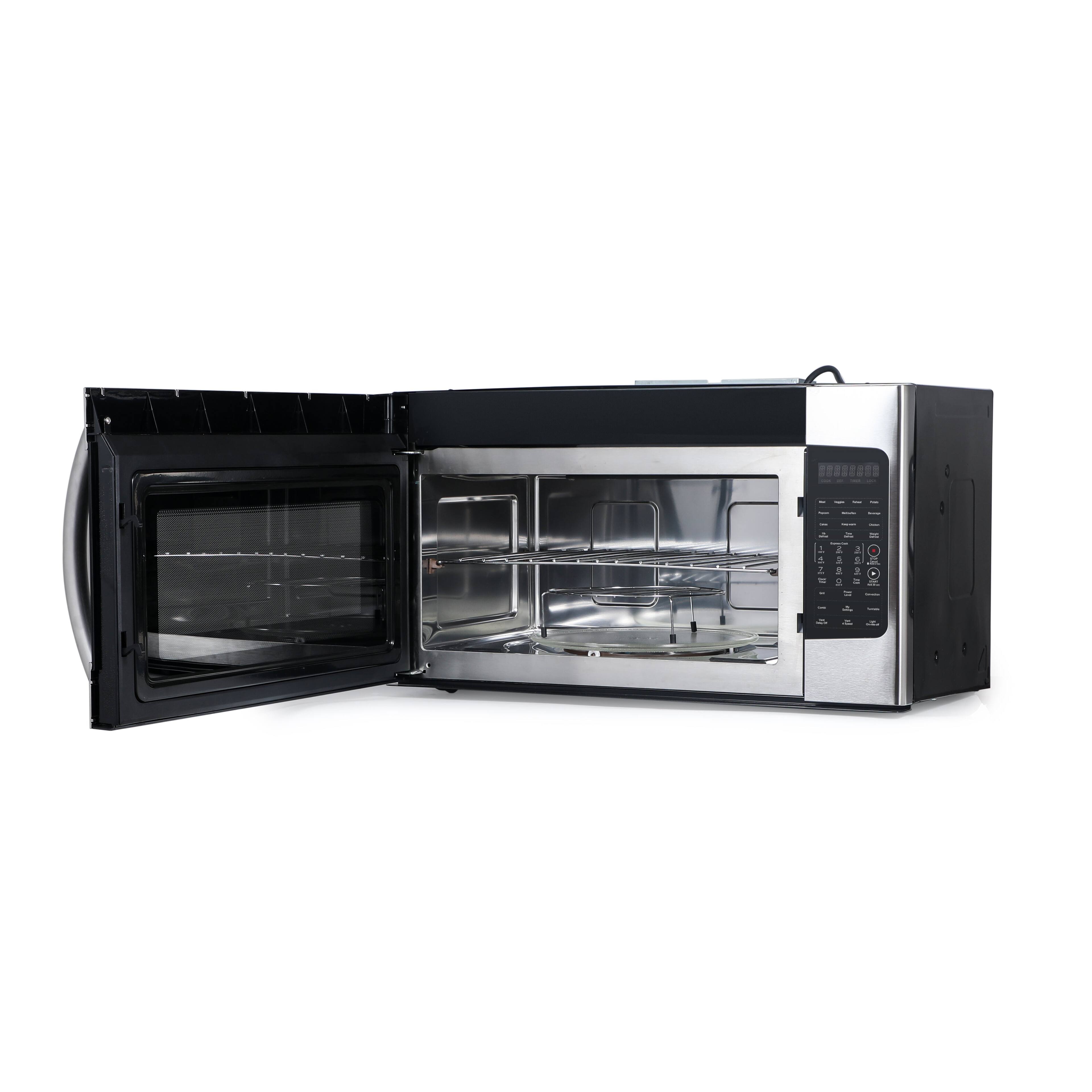 Angle. Commercial Chef - Commercial Chef 1.7 Cu. Ft. Over-The-Range Convection Microwave Oven, 10 Power Levels, Air Fryer, 300 CFM Hood Fan - Black.
