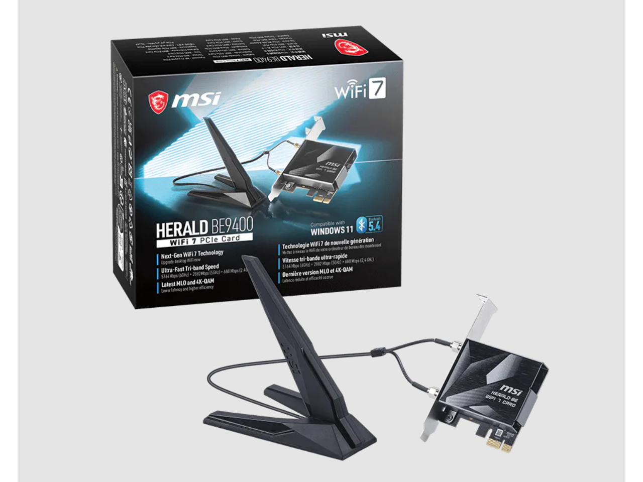 MSI HERALD BE9400 WIFI 7 MAX,NCM865 Tri Band Wi Fi 7 & Bluetooth