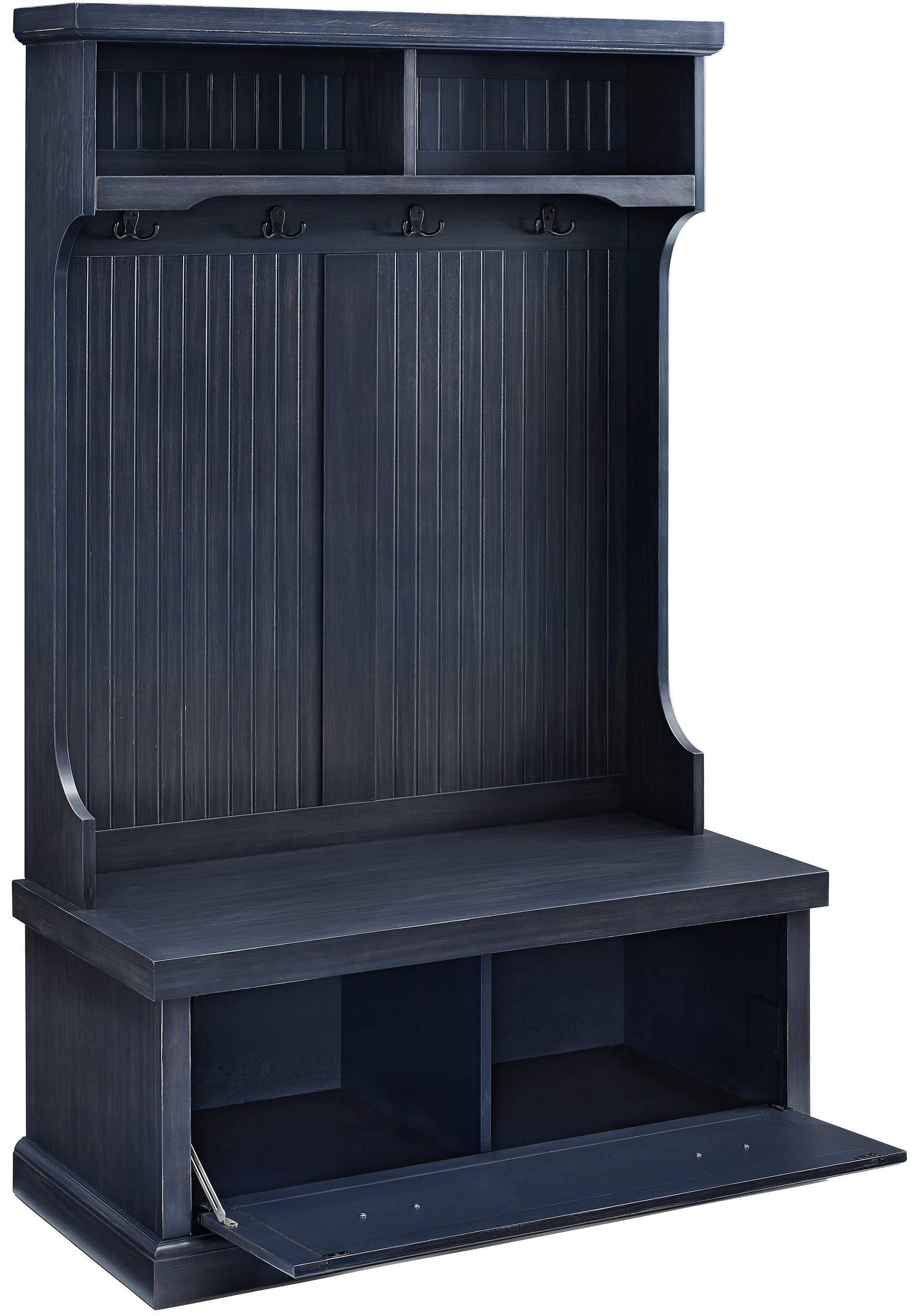 Back. Crosley Furniture - Seaside Hall Tree - Distressed Navy.