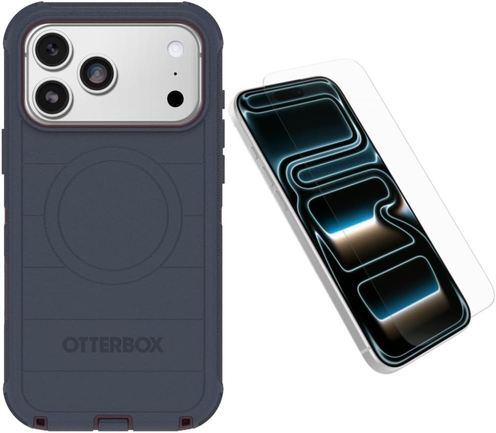 OtterBox - iPhone 17 Pro Max (Only) - Bundle: Defender Series Case & Screen Protector - Rugged - Snaps on MagSafe - Indigo Tulip (Blue & Purple) price history on PriceWatchPro