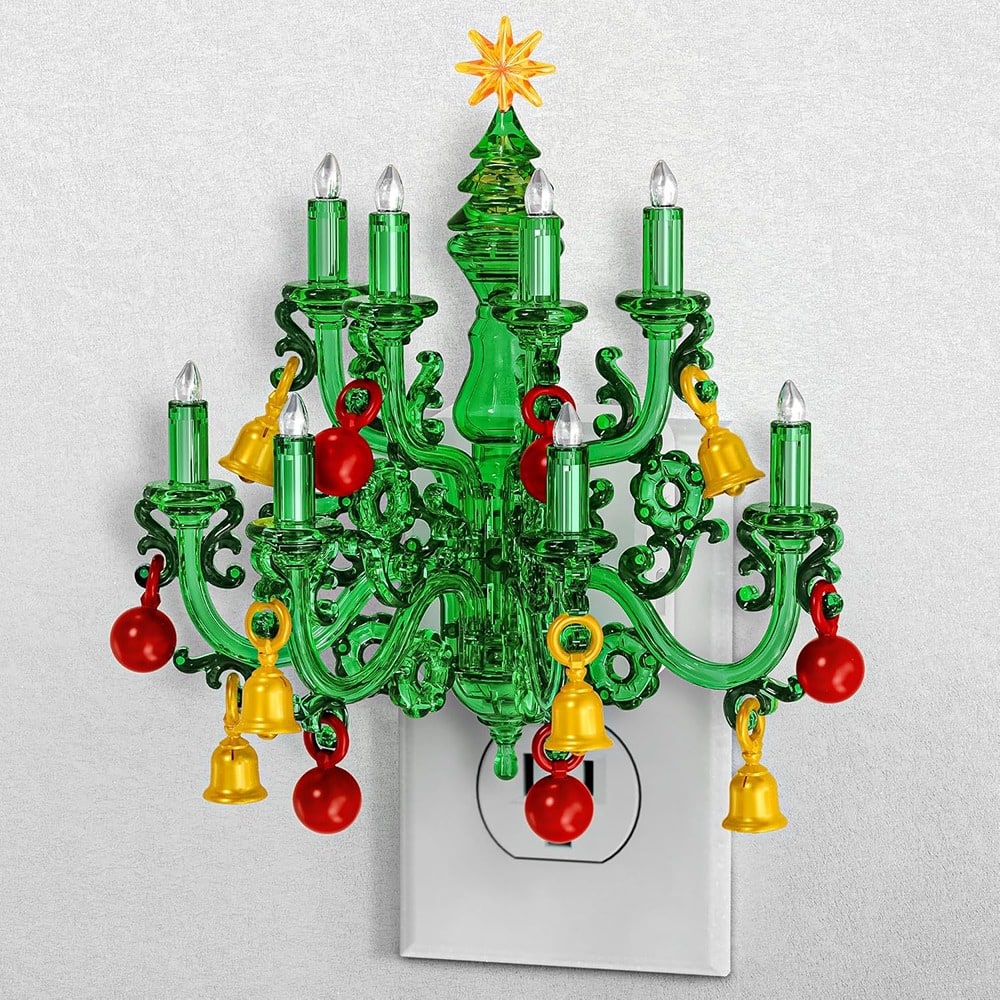 ACJPR - Christmas Night Light, Plug-in Chandelier Night Light with Dusk to Dawn Sensor and Rotatable Plug, Energy-Saving Nightli