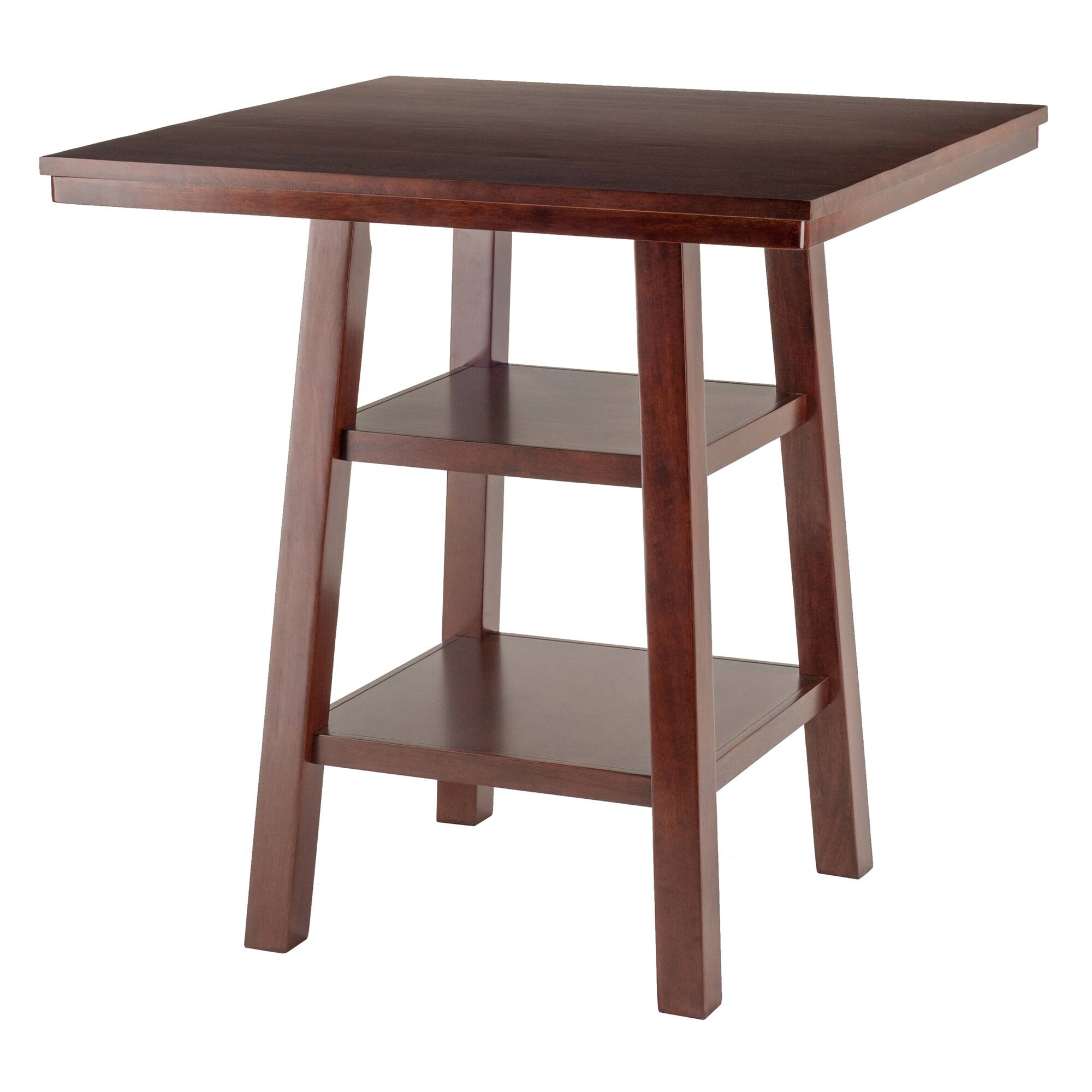 Front. Winsome Wood - Orlando High Table with Shelves - Walnut.