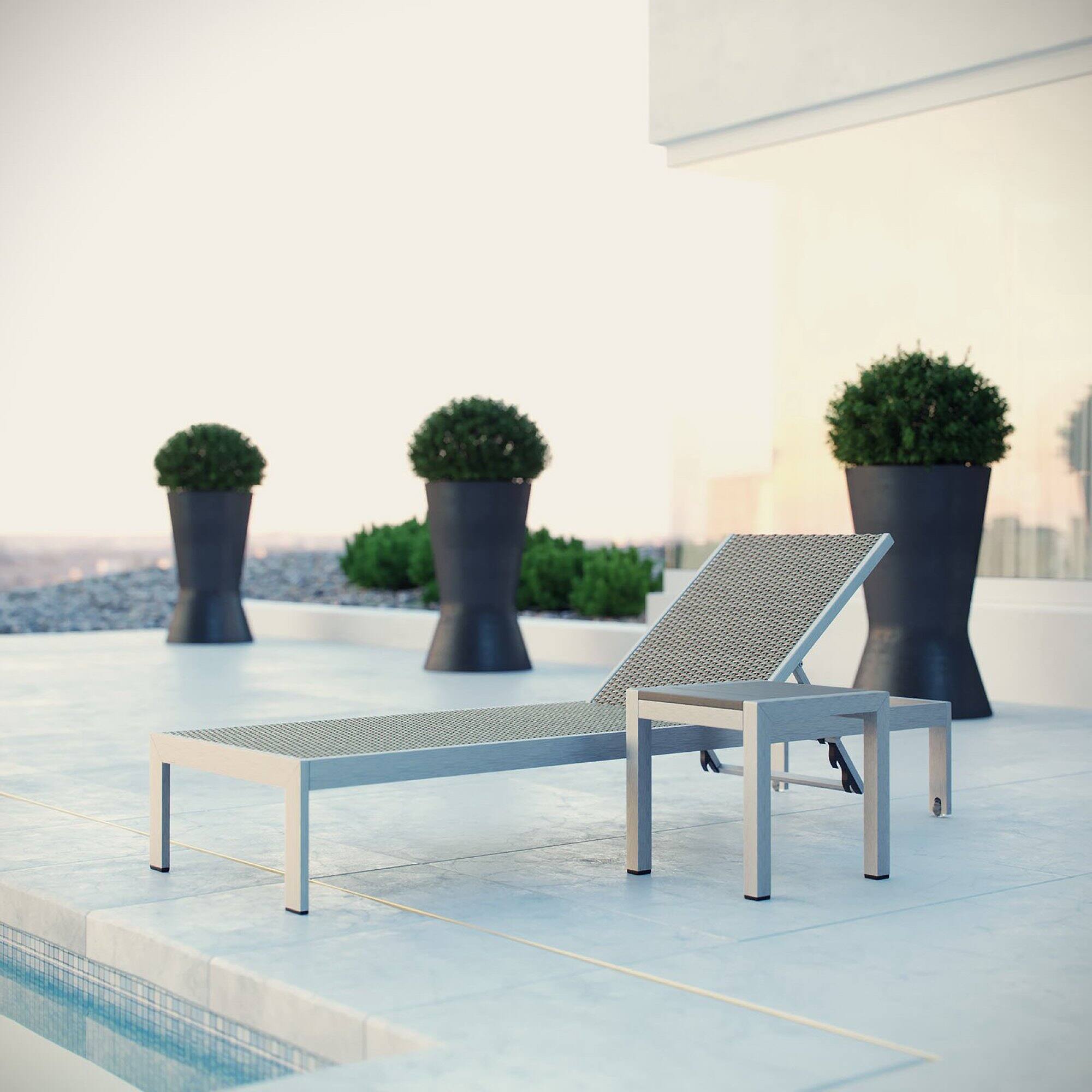 Front. Modway - Shore 2 Piece Outdoor Patio Set by Modway - Silver Gray.