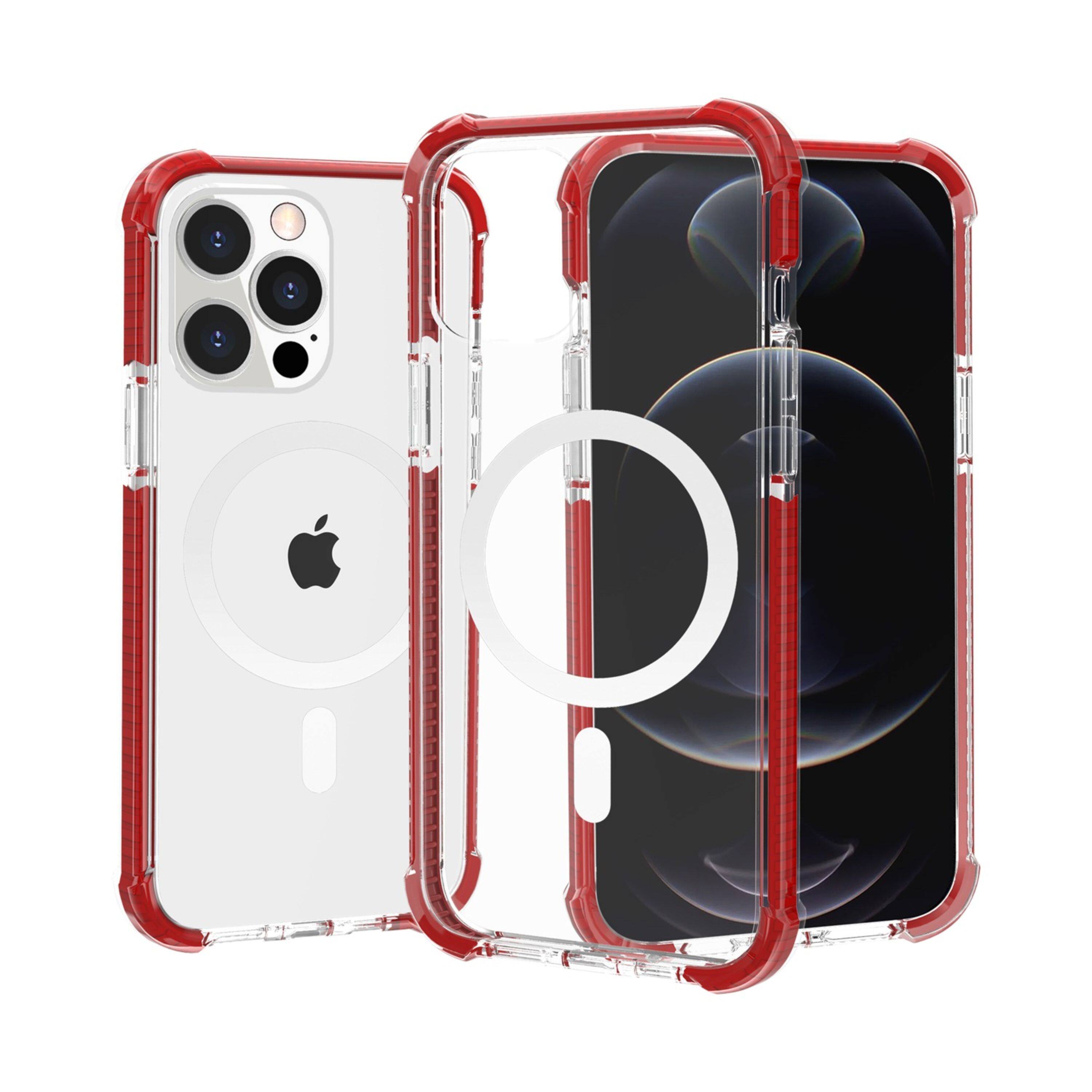 Kitcheniva - Magnetic Acrylic Hybrid Case With Screen Protector For iPhone 15 Pro Max - Red