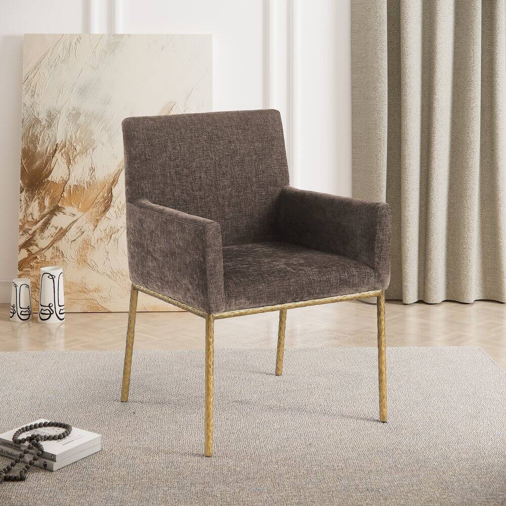 Alt View 1. Meridian Furniture - Reeves Brown Chenille Fabric Dining Chair, Set of 2 - Brown.