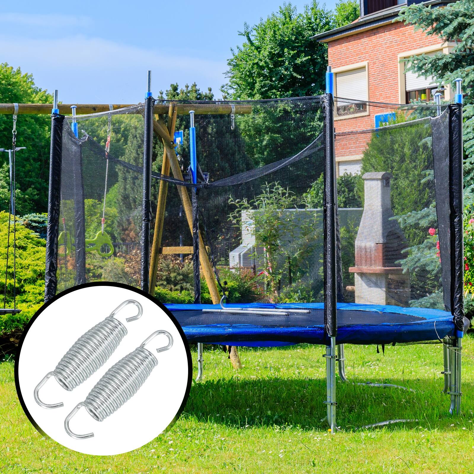 Alt View 5. Unique Bargains - Trampoline Springs, Carbon Steel, 3.9in, 4pcs Replacement for Fitness Rebounder - Silver.