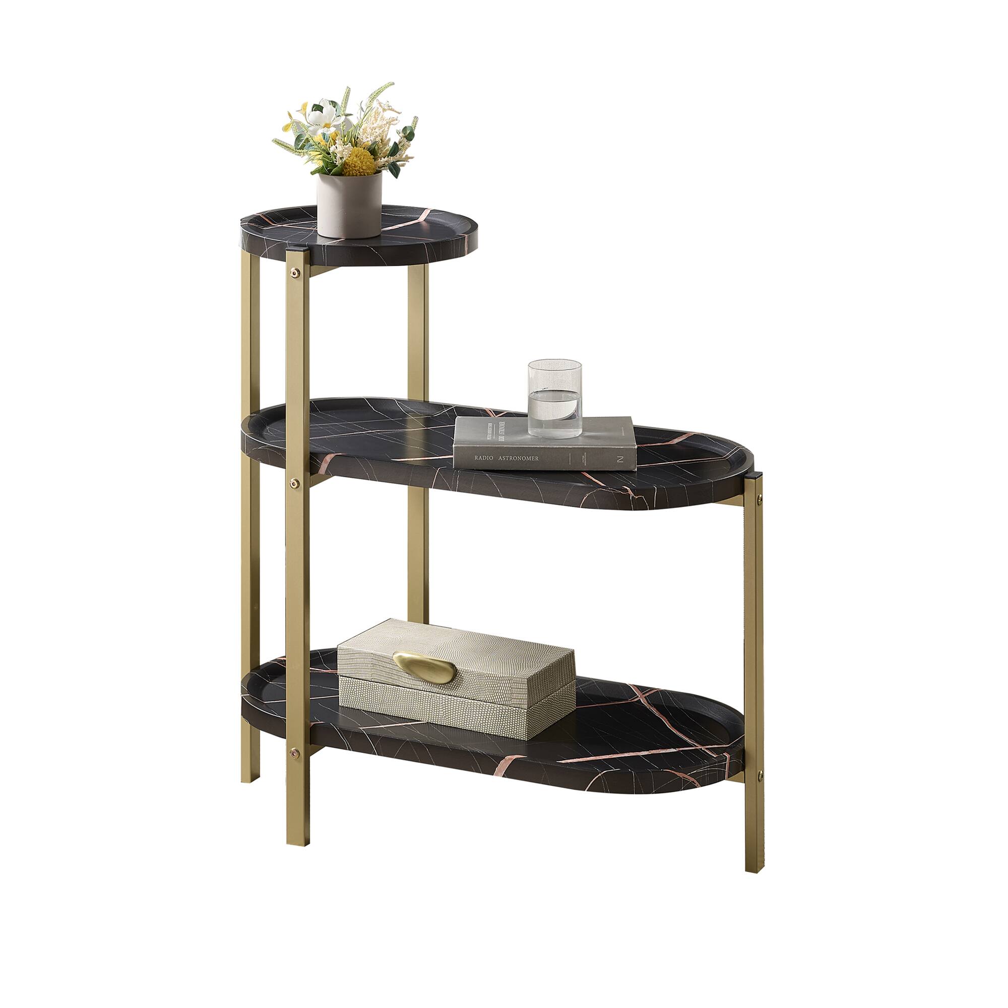 Kings Brand Furniture 3 Tier Side Table with Storage Shelves Black ...
