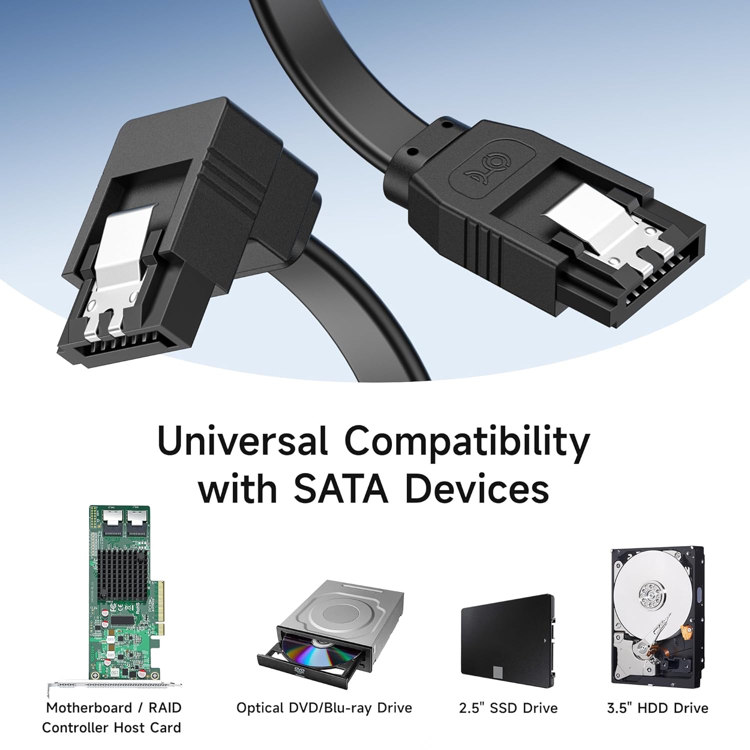 Universal Compatibility with SATA Devices  
Motherboard / RAID / RAID Controller Host Card  
Optical DVD/Blu-ray Drive  
2.5" SSD Drive  
3.5" HDD Drive