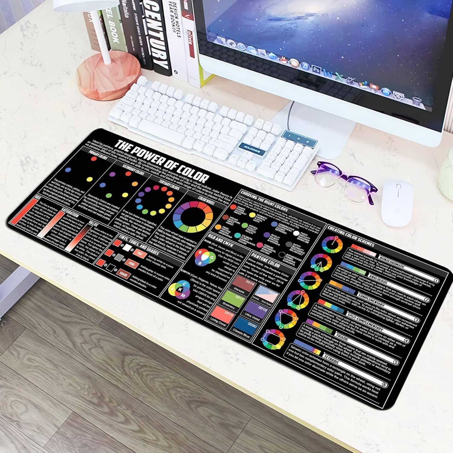 Designfullprint - Color Theory Ver 2 Mouse Pad, Colour Wheel Desk Mat for Graphic Designers & Artists NNA - Multicolor