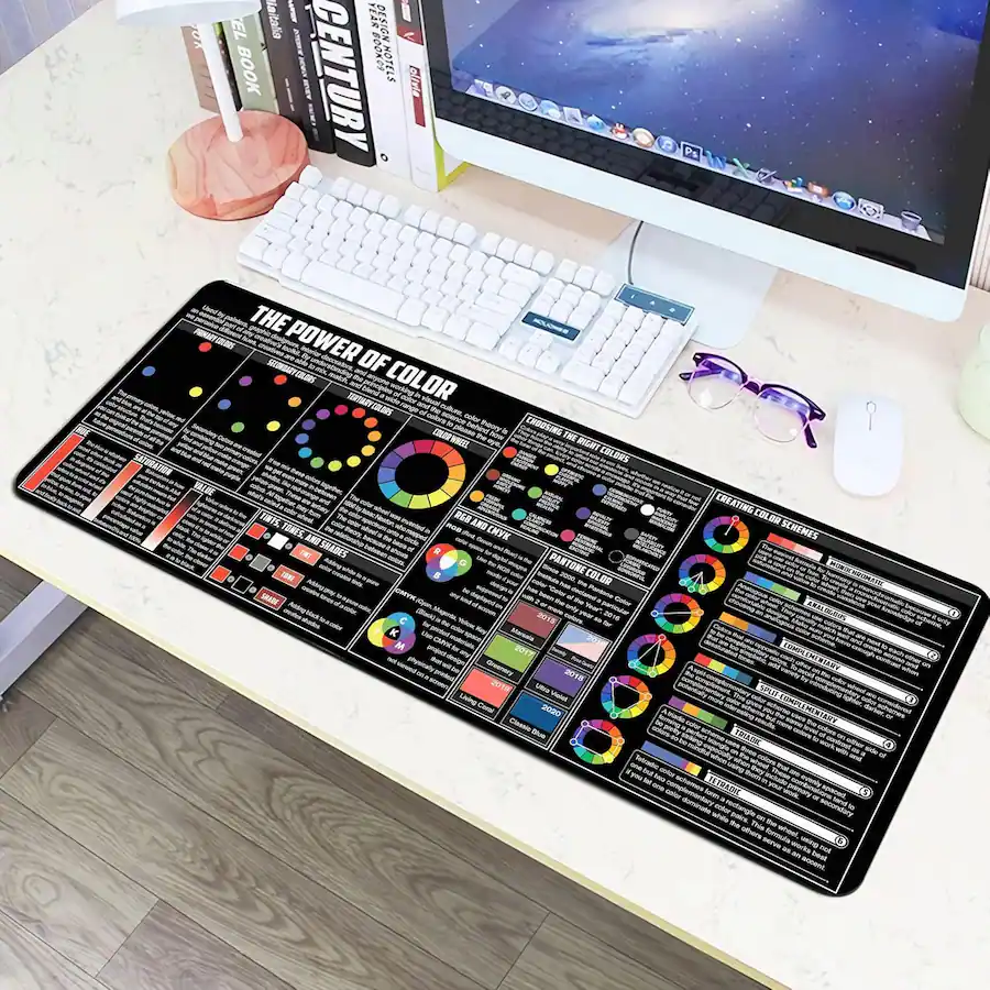 What Color Is Computer Science Designfullprint Color Theory Ver 2 Mouse Pad, Colour Wheel Desk Mat for ...
