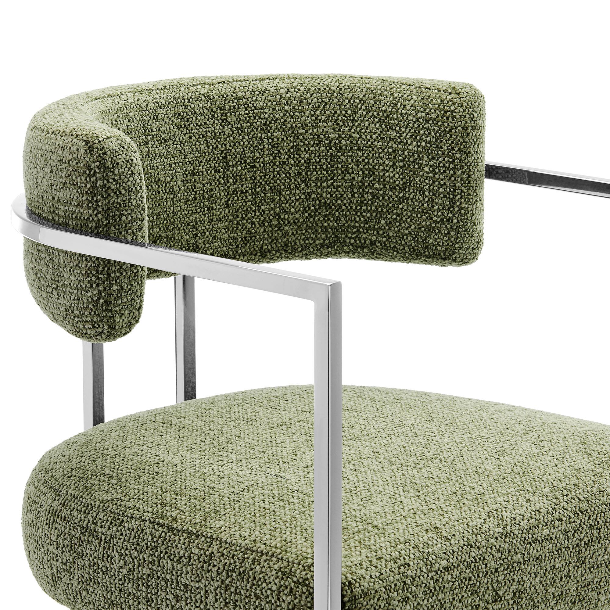 Alt View 4. Modway - Huron Curved Back Fabric and Metal Counter Stool - Silver.