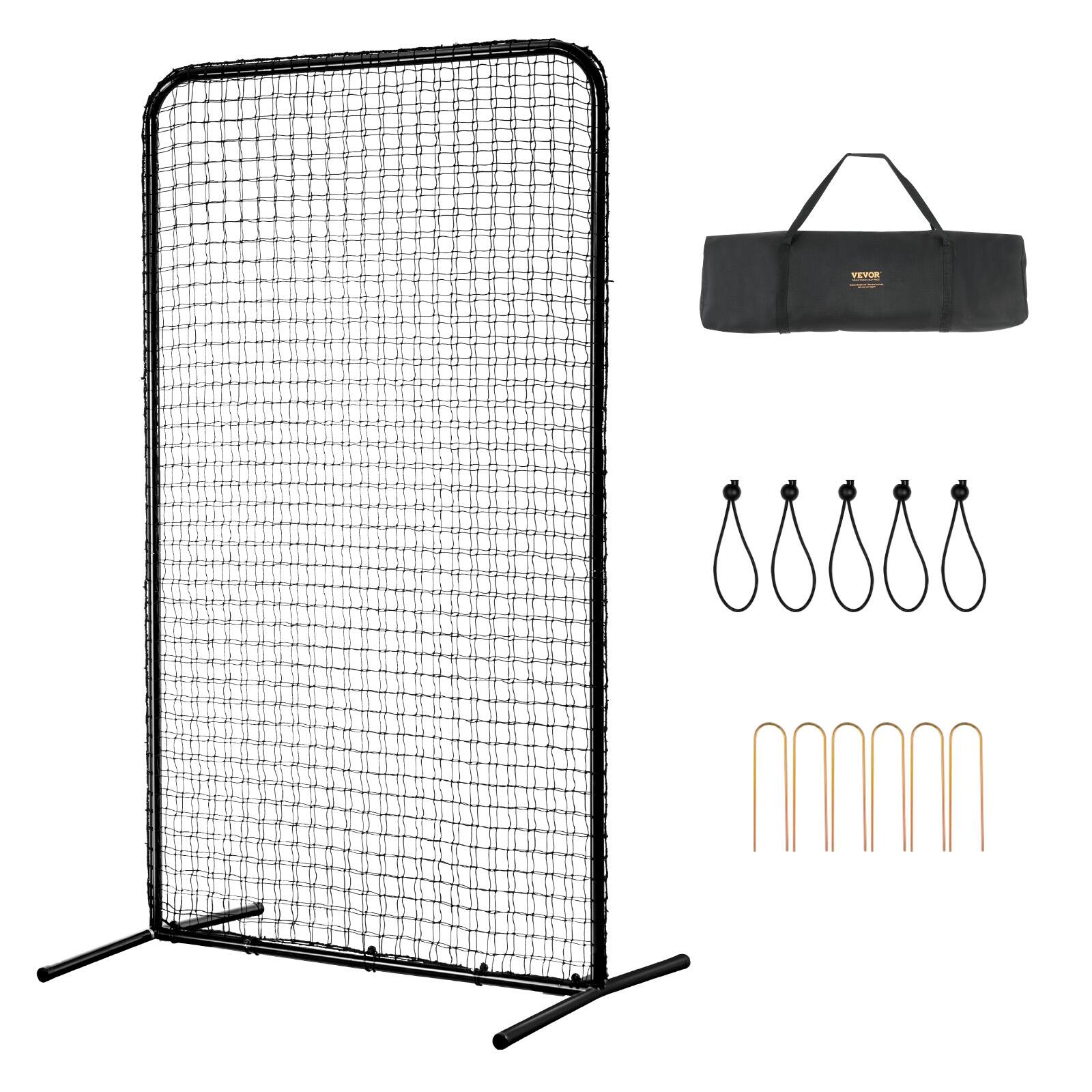Front. VEVOR - I Screen Baseball for Batting Cage, 7x4 ft Baseball Softball Safety Screen, Body Protector Portable Batting Screen - Black.