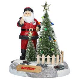 The Memory Company - Wisconsin Badgers Santa Figurine with LED Tree - Multicolor