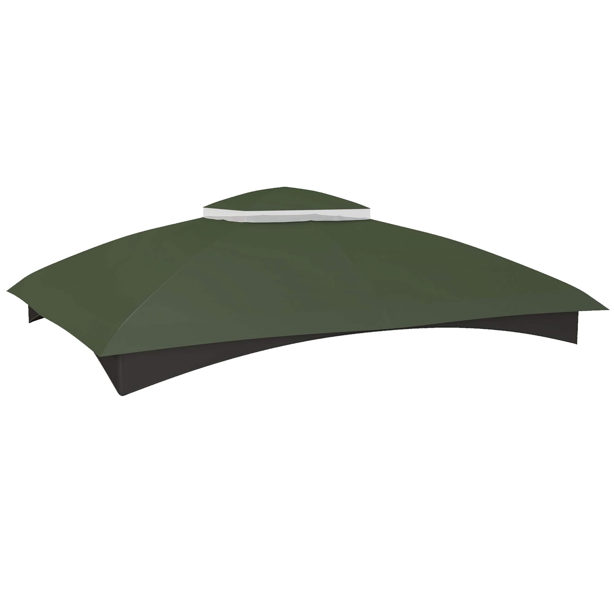 APRILSOUL - 10x12 FT Gazebo Canopy Replacement 2-Tier Outdoor Gazebo Cover Top Roof with Drainage Holes TOP ONLY Green