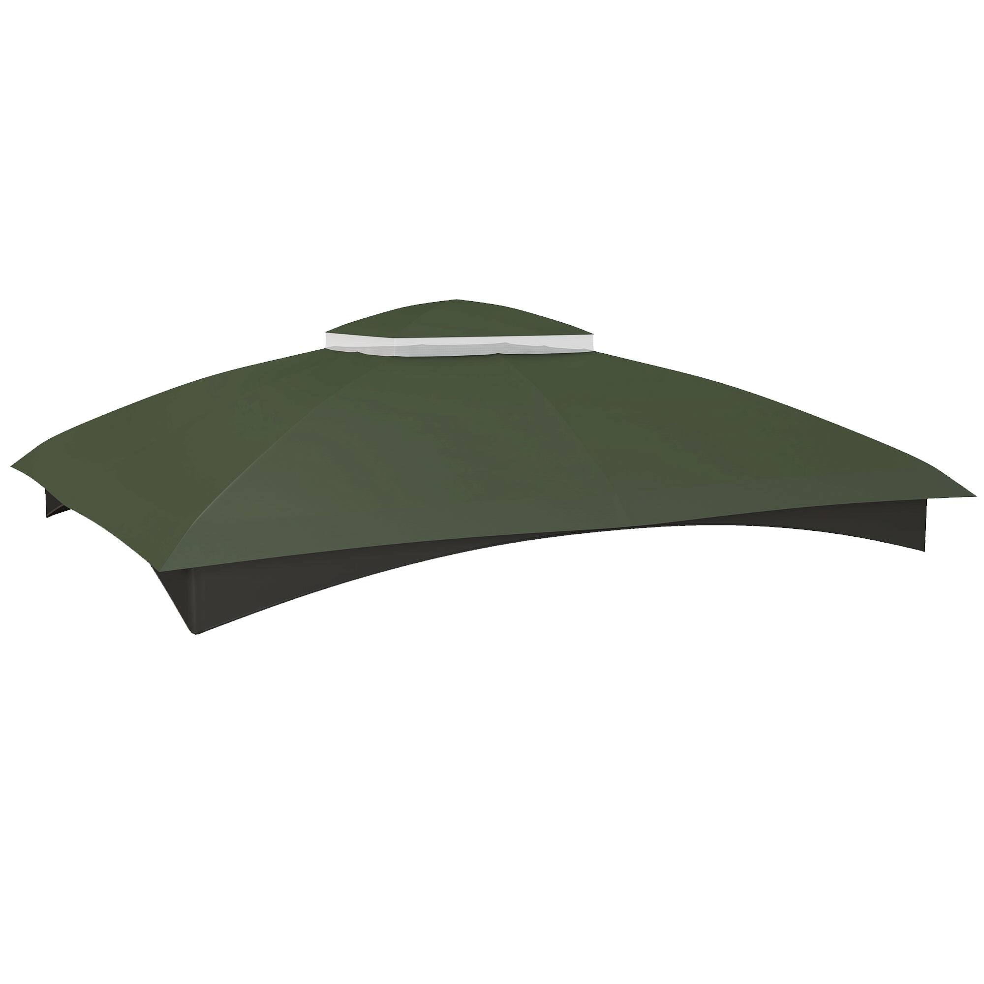 Front. APRILSOUL - 10x12 FT Gazebo Canopy Replacement 2-Tier Outdoor Gazebo Cover Top Roof with Drainage Holes TOP ONLY Green.