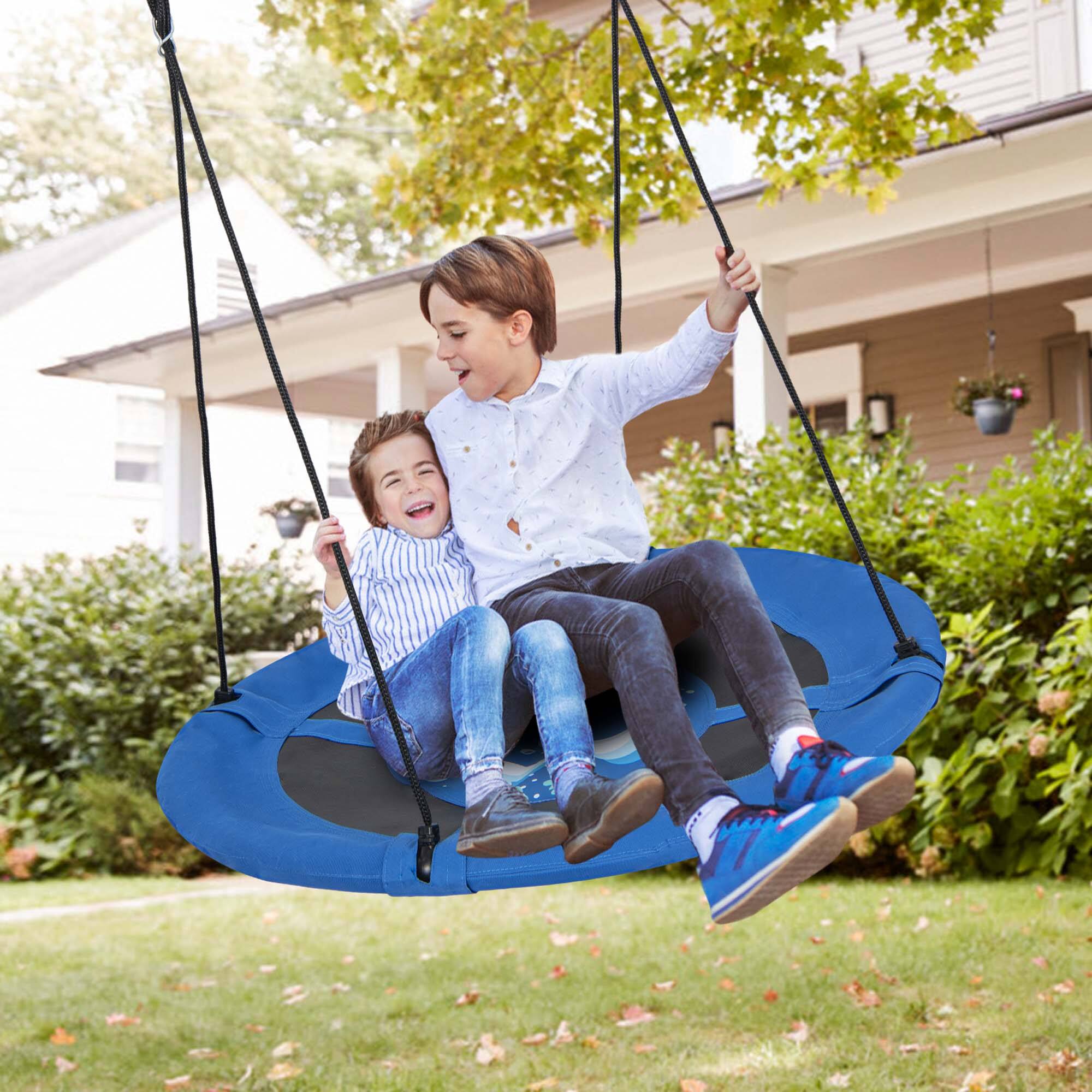 Alt View 7. Costway - Costway 40" Flying Saucer Tree Swing Indoor Outdoor Play Set Swing for Kids - Blue Whale.