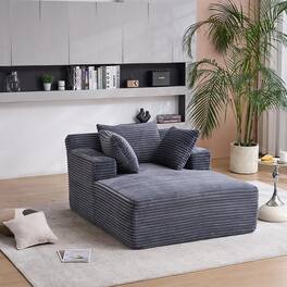 Trinkets Crazed - Oversized Chaise Lounge Chair Indoor, Modern Functional Sofa Bed, Reading Chair for Living Room - Gray