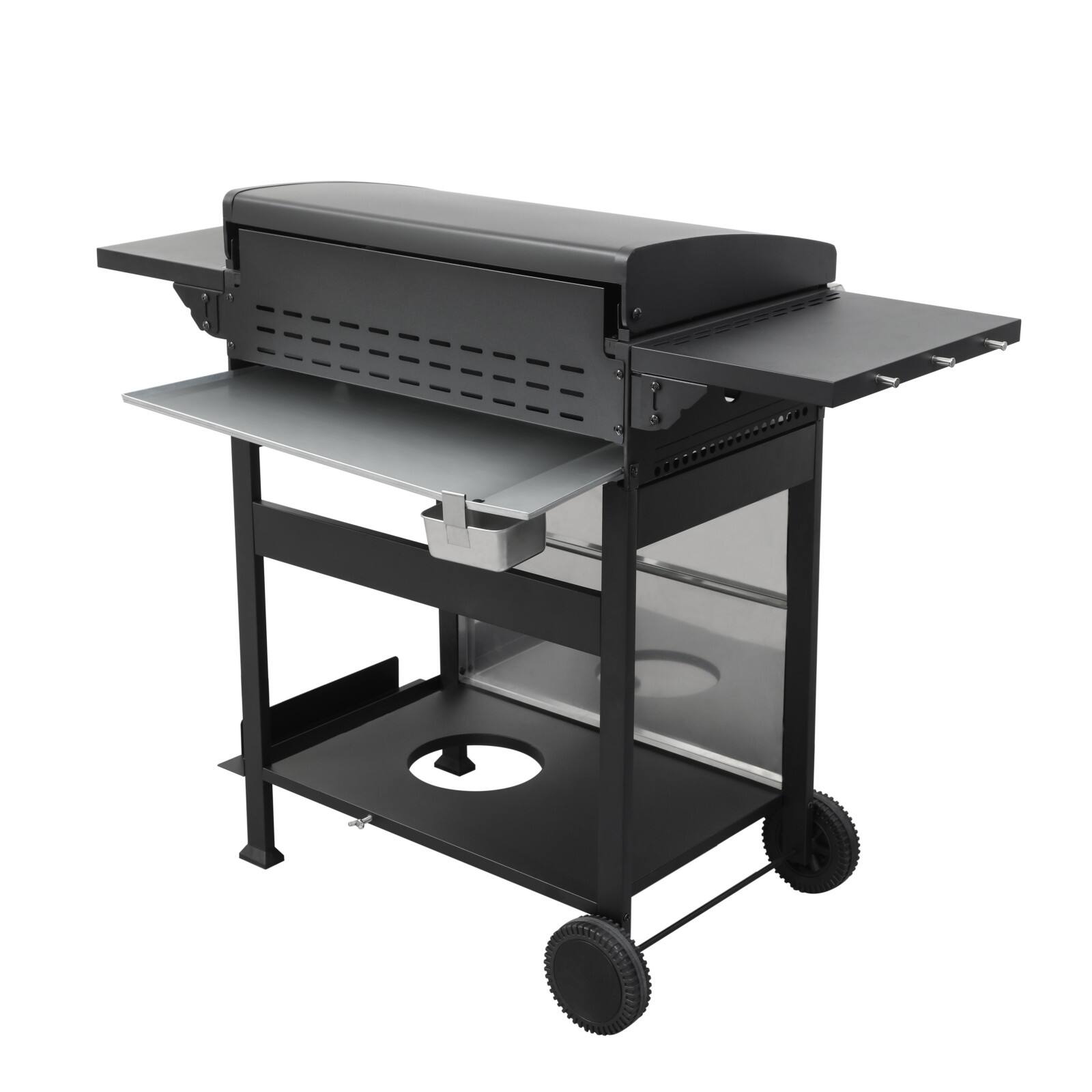 Alt View 8. Ecooso - 4-Burner Propane Gas BBQ Grill, SS Plancha, 49200BTU Output With Wire Enamel Cooking Grids, Foldable Side Table - Black+Silver.