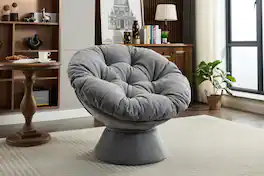GOODSILO - Swivel Accent Chair - 360° Barrel Papasan Chair for Living Room Bedroom - Dark Gray