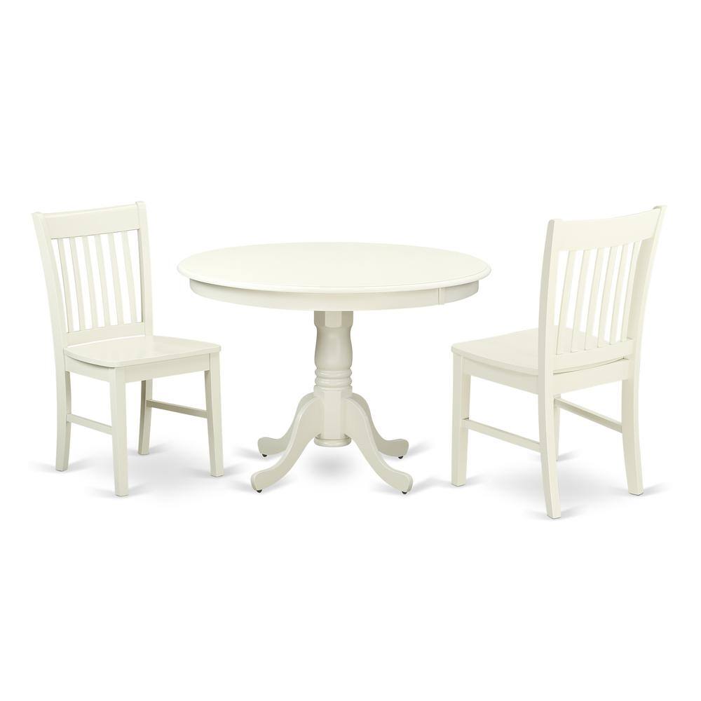 Back. East West Furniture - Dining Room Set Linen White - Brown.