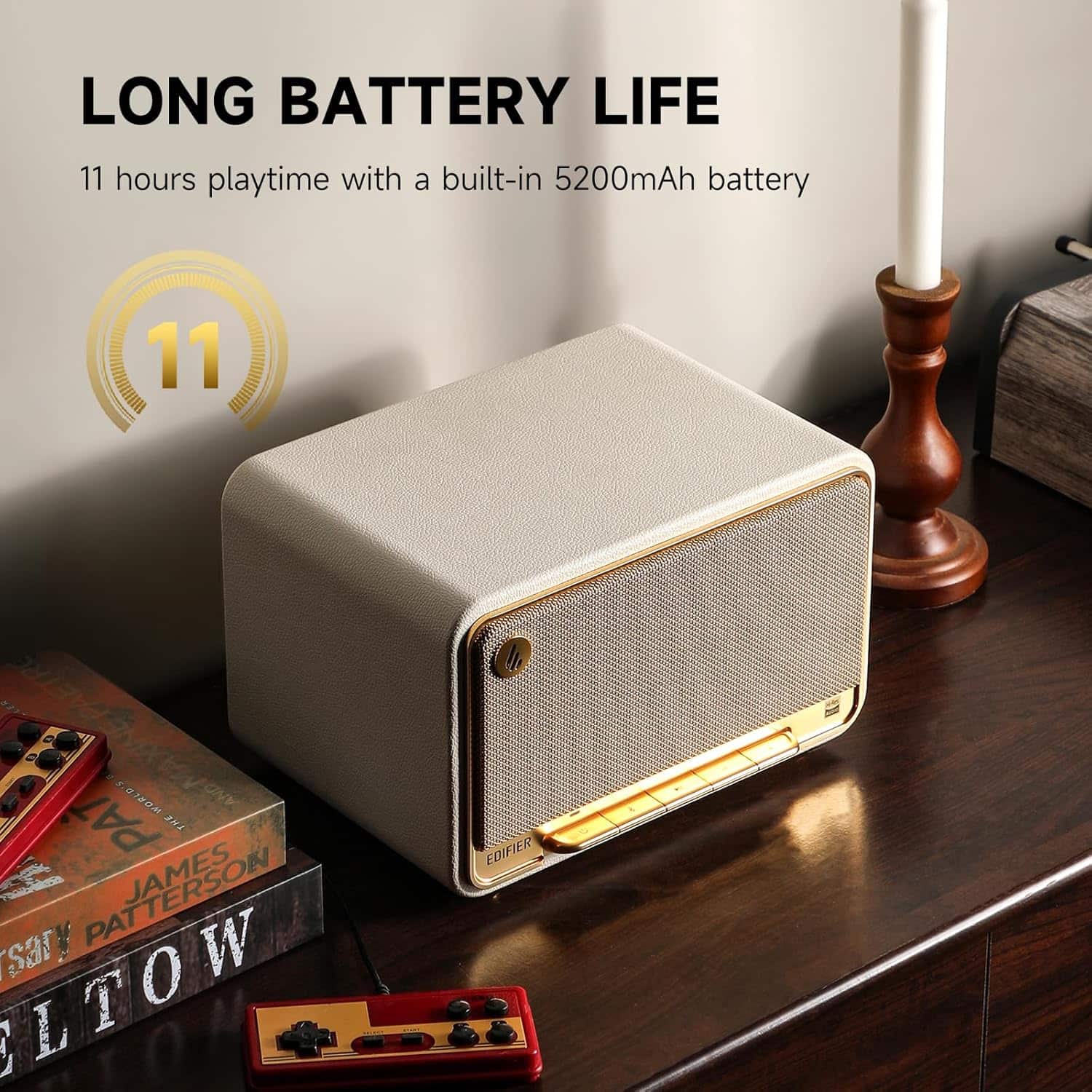 Edifier - D32 Portable Bluetooth 5.3 Wireless Speaker with Apple AirPlay High Resolution Audio and 11 Hour Battery Life - Ivory - Front_Zoom