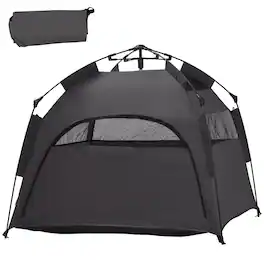 Loheer - Pop Up Dog Tent for Large Dogs Portable Outdoor Pet Shade Tent for Beach and Camping with Carry Bag - Dark Gray