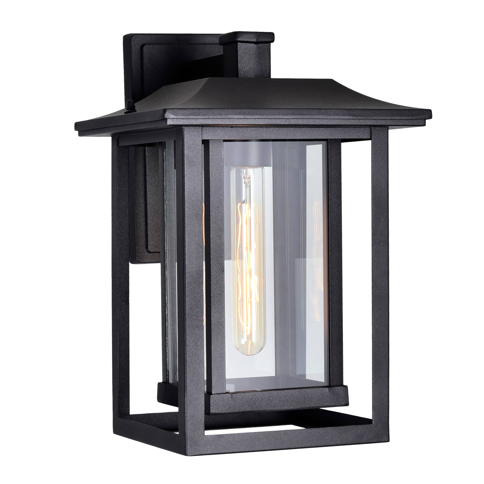 Front. CWI Lighting - Winfield 1 Light Black Outdoor Wall Light - Black.