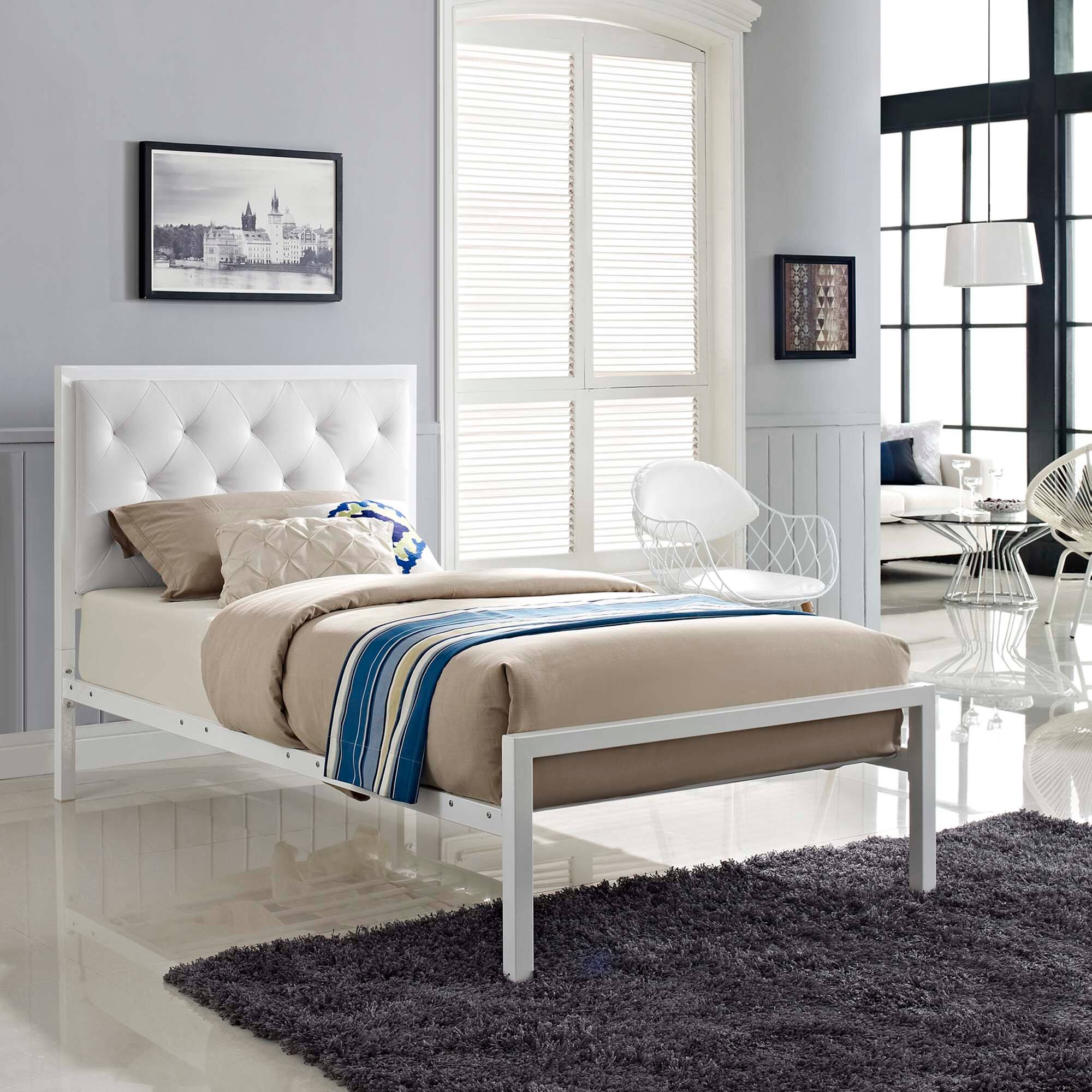 Alt View 4. Modway - Horizon Stainless Steel Twin Bed Frame - Gray.