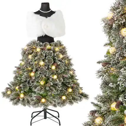 Front. Gymax - Gymax 5 FT Artificial Mannequin Tree w/ 465 Branch Tips 50 Warm White LED Lights - Green, White.