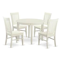 East West Furniture - 5 PcKitchen Table set for 4-Table and 4 Dining Chairs - Linen White