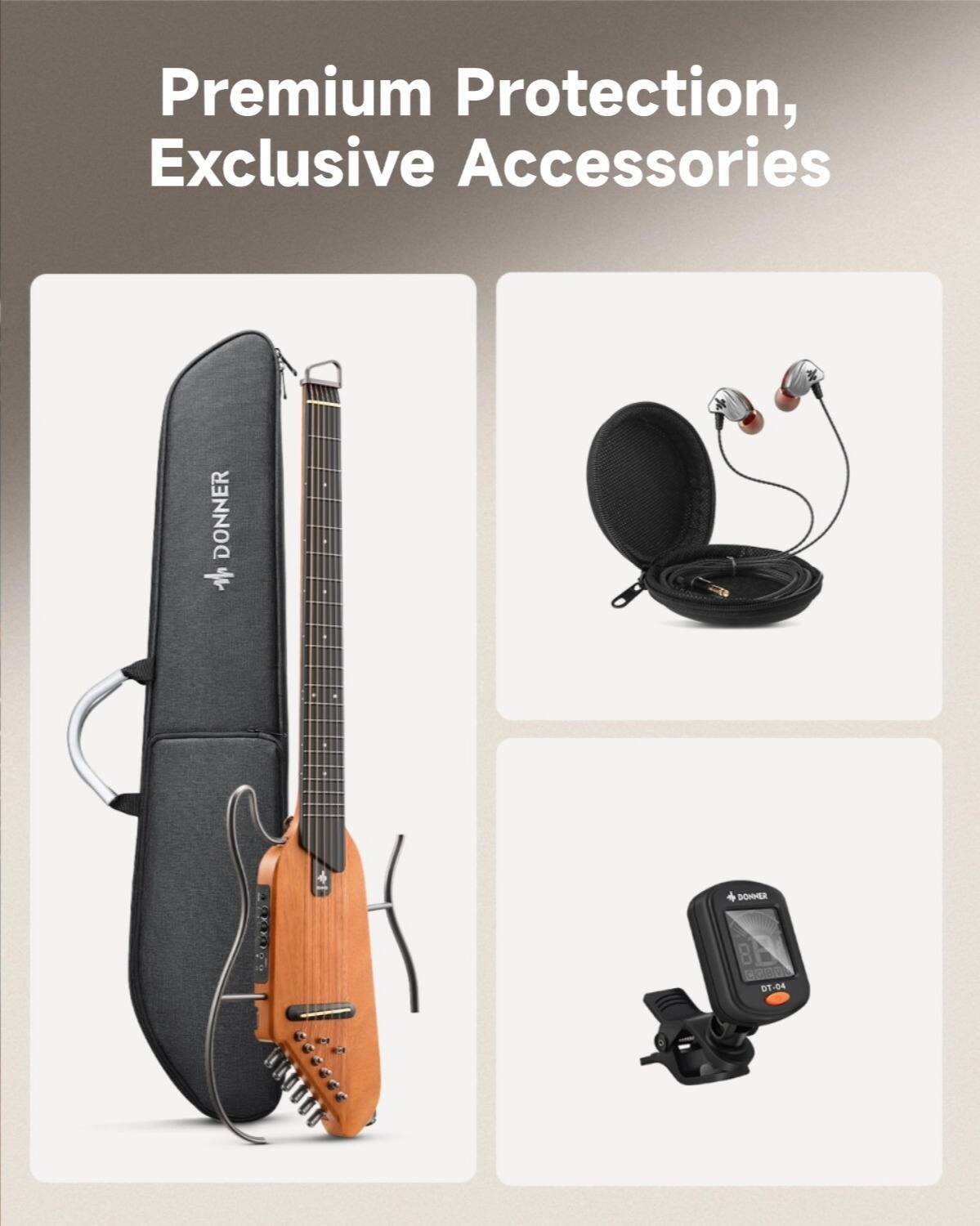 Donner music Donner HUSH I Acoustic Electric Guitar Kit for Travel