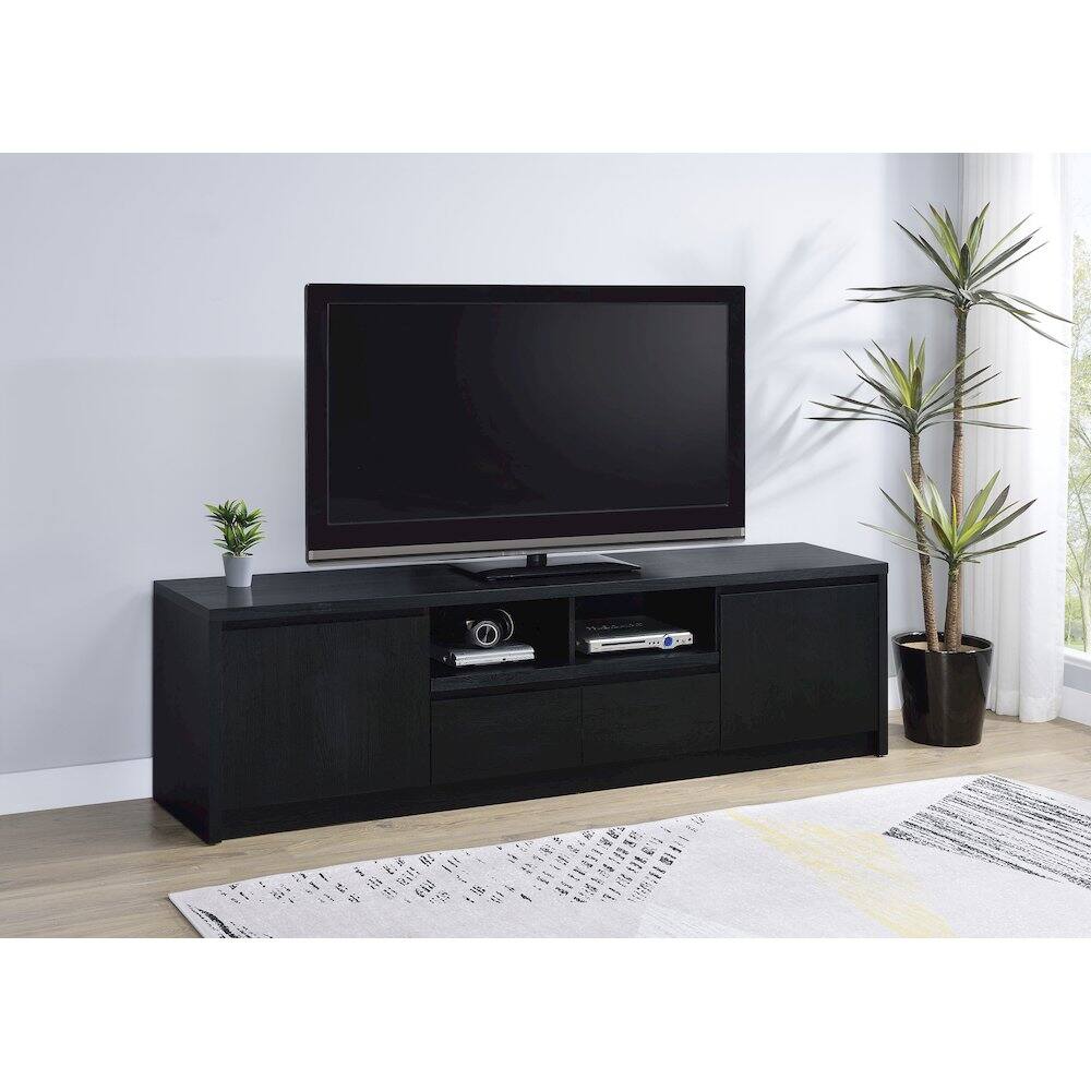 Alt View 1. Coaster Co. of America - Winfield 78-inch 2-door TV Stand Media Console Black - Black.