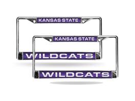 Rico Industries - Kansas State K-State Wildcats Chrome Metal (Set of 2) Laser Cut License Plate Frames - Multi
