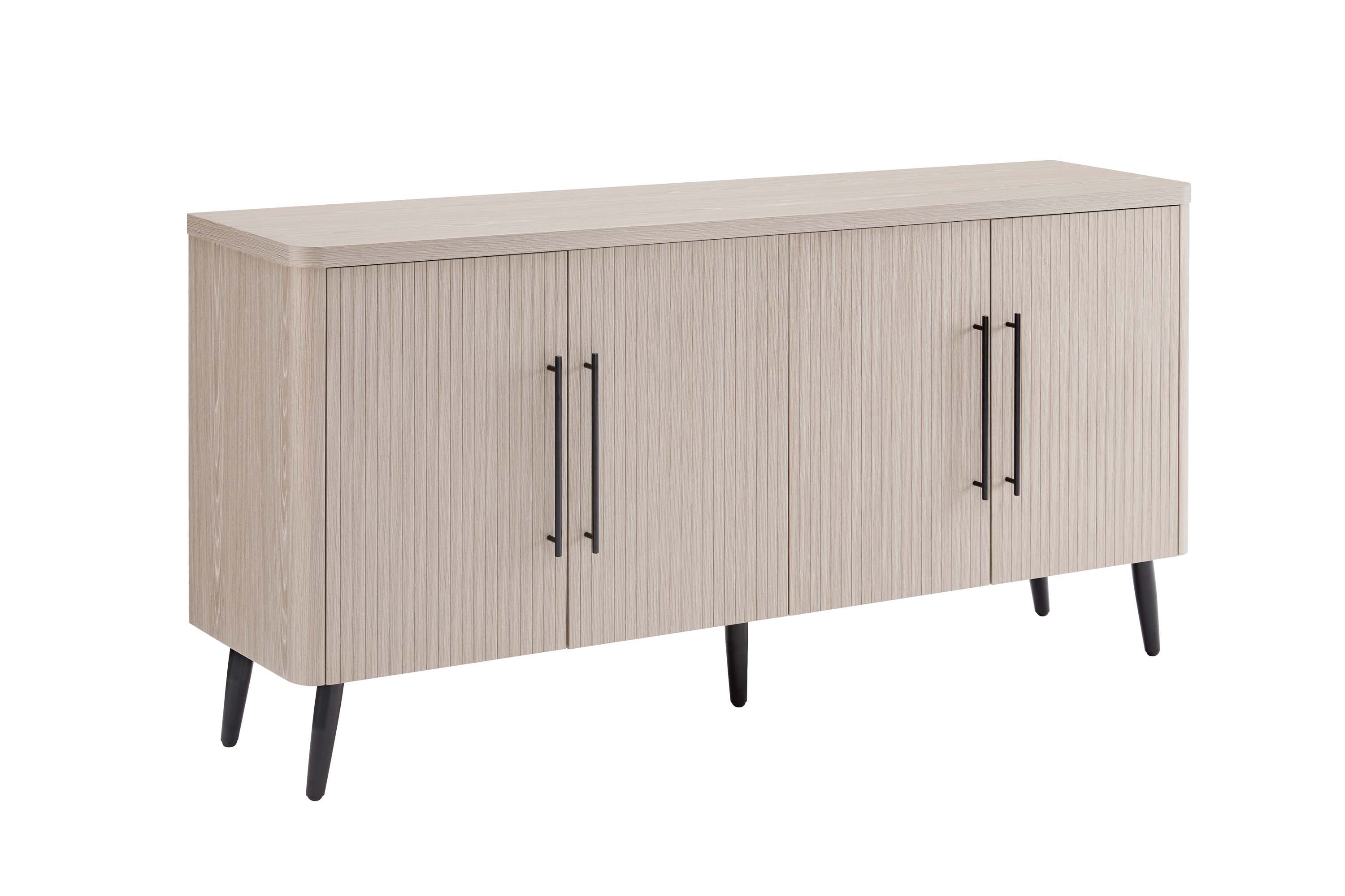 Alt View 2. Manhattan Comfort - Jodie Mid-Century Modern 65" Fluted Sideboard - Whitewashed Oak.