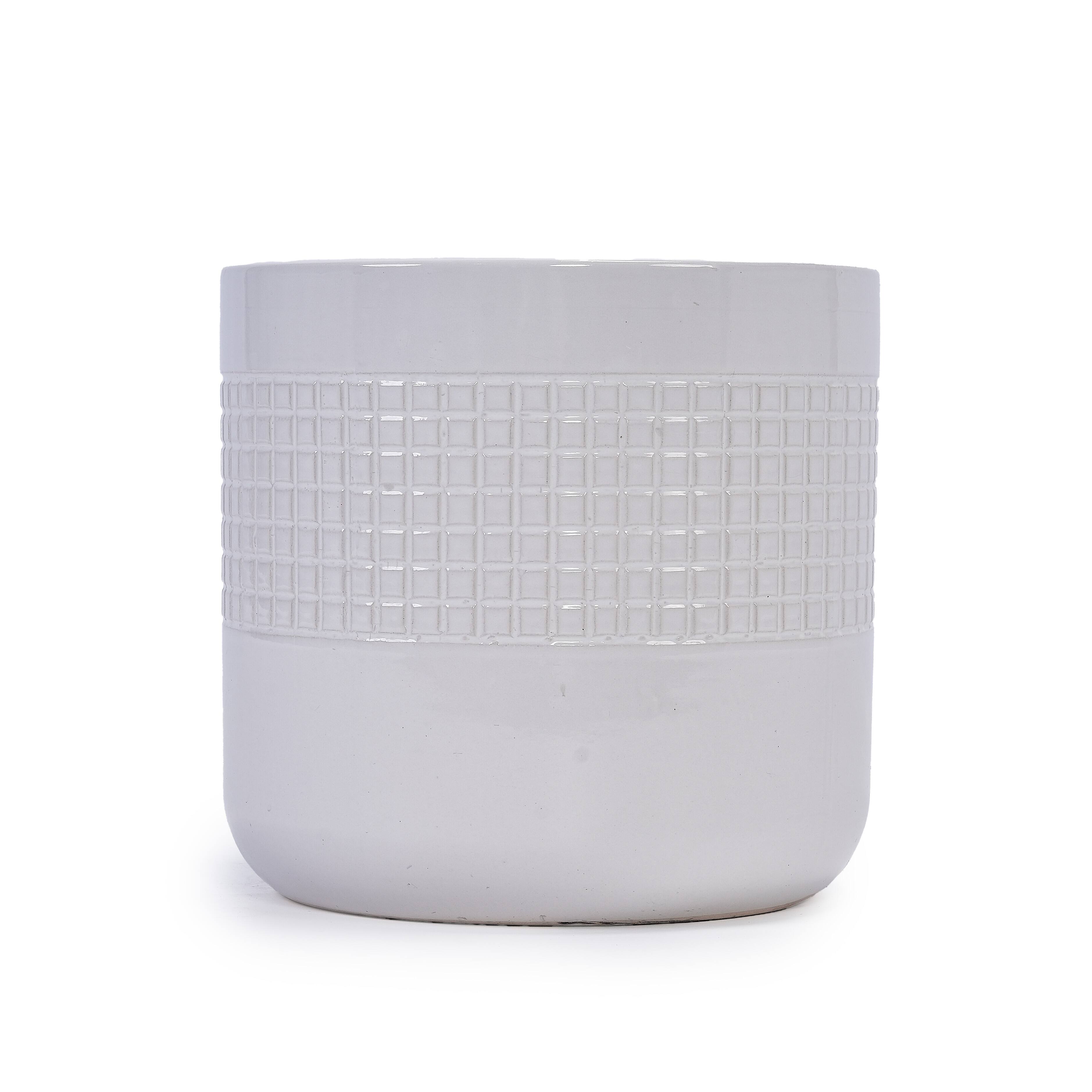 Alt View 4. Loheer - Loheer Ceramic Planter Set, Handmade White Ceramic Planter Set of 3 for Succulents, Herbs, Indoor Outdoor Use.