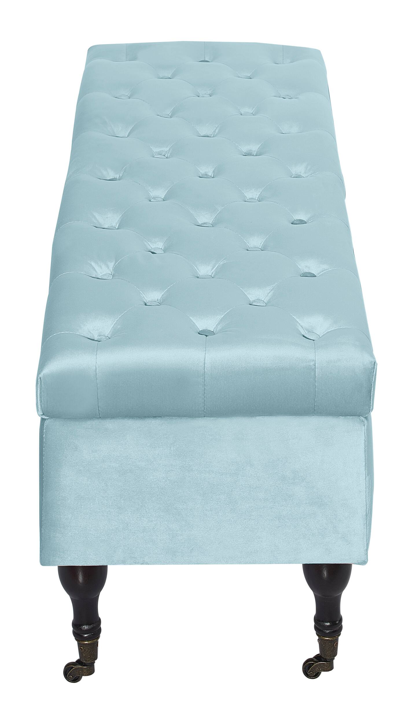 Elle Decor Vintage Collette Velvet Storage Bench Vintage Blue Velvet ...