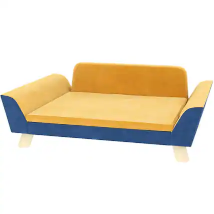 Front. Zeus & Ruta - Orange Pet Sofa Couch Bed with Washable Cushion for Dogs,Cats - Orange.