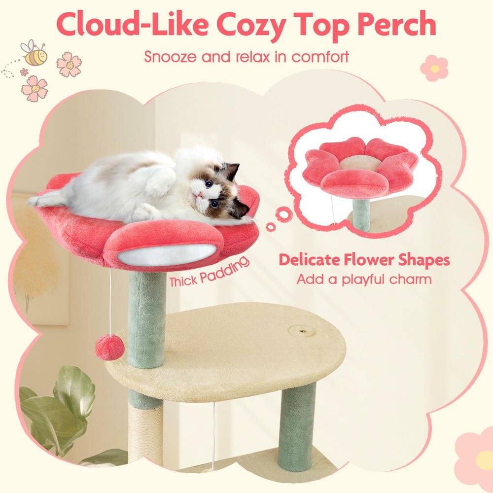 Cloud-Like Cozy Top Perch  
Snooze and relax in comfort  

Delicate Flower Shapes  
Add a playful charm  

Thick Padding