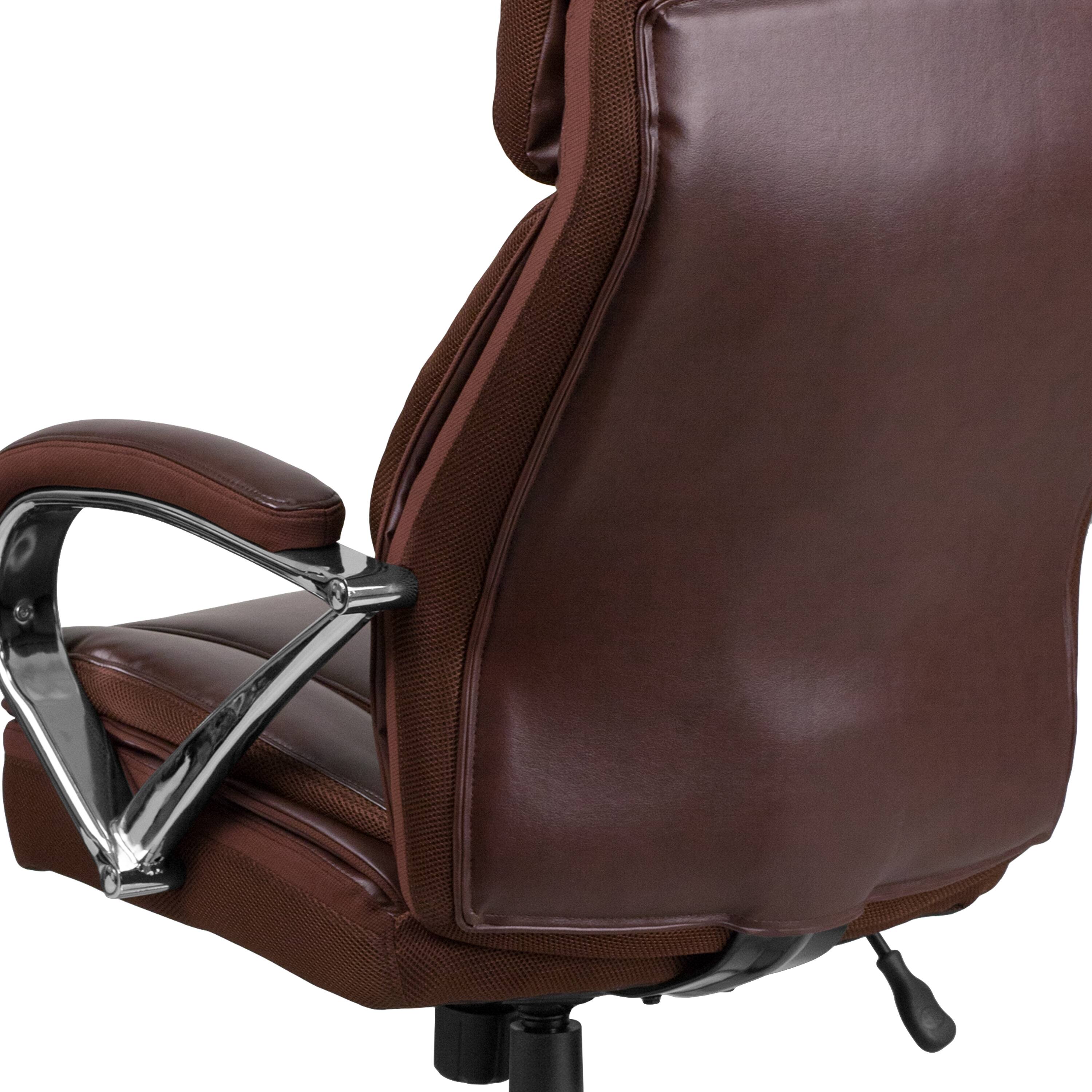 Alt View 9. Emma + Oliver - 500 lb. Big & Tall LeatherSoft Executive Ergonomic Office Chair with Wide Seat - Brown.