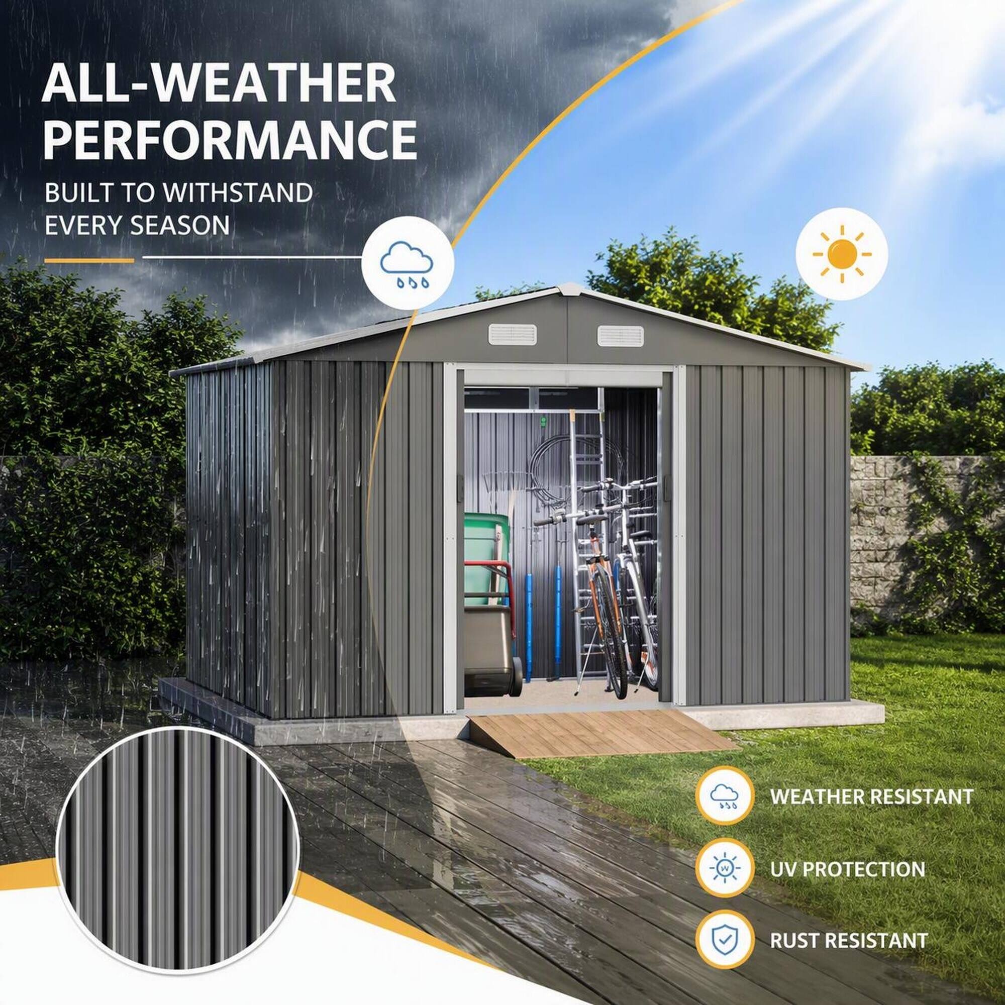 ALL-WEATHER PERFORMANCE  
BUILT TO WITHSTAND EVERY SEASON  

WEATHER RESISTANT  
UV PROTECTION  
RUST RESISTANT