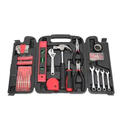Front. Home Collection - 136 Piece Household Tool Set with Storage Case Red.