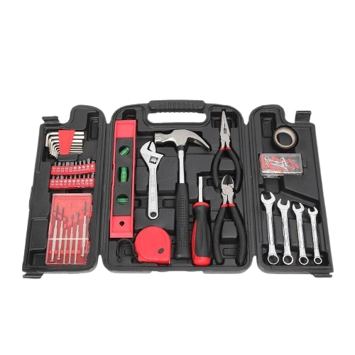 Front. Home Collection - 136 Piece Household Tool Set with Storage Case Red.