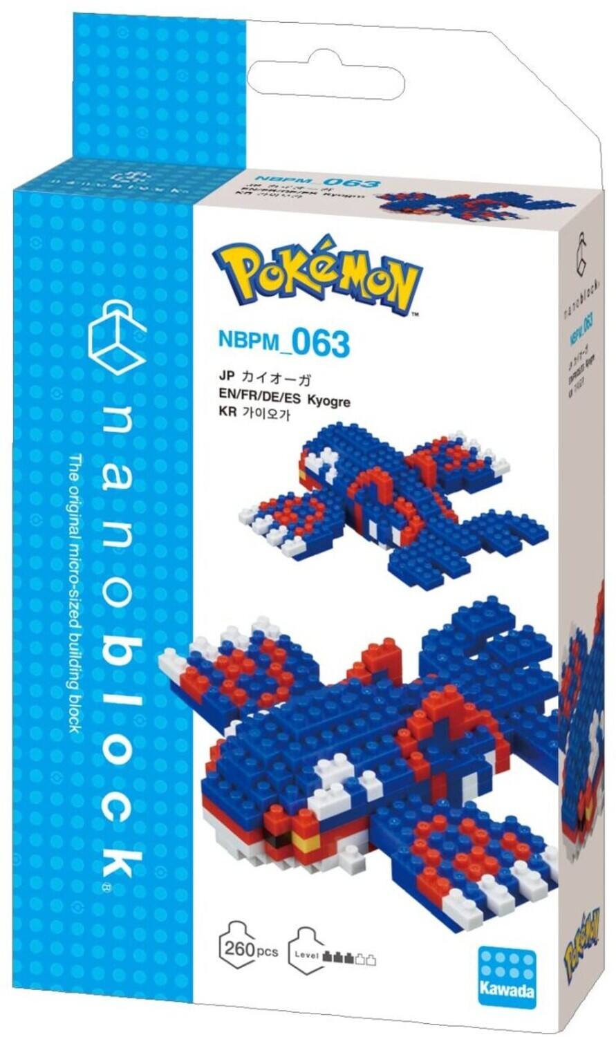 Nanoblock  
The original micro-sized building block  

NBP063  
Pokémon  
Kyogre  

JP カイオーガ  
EN/FR/DE/ES Kyogre  
KR 가이오가  

260 pcs  
Level ★★★☆☆  

Kawada