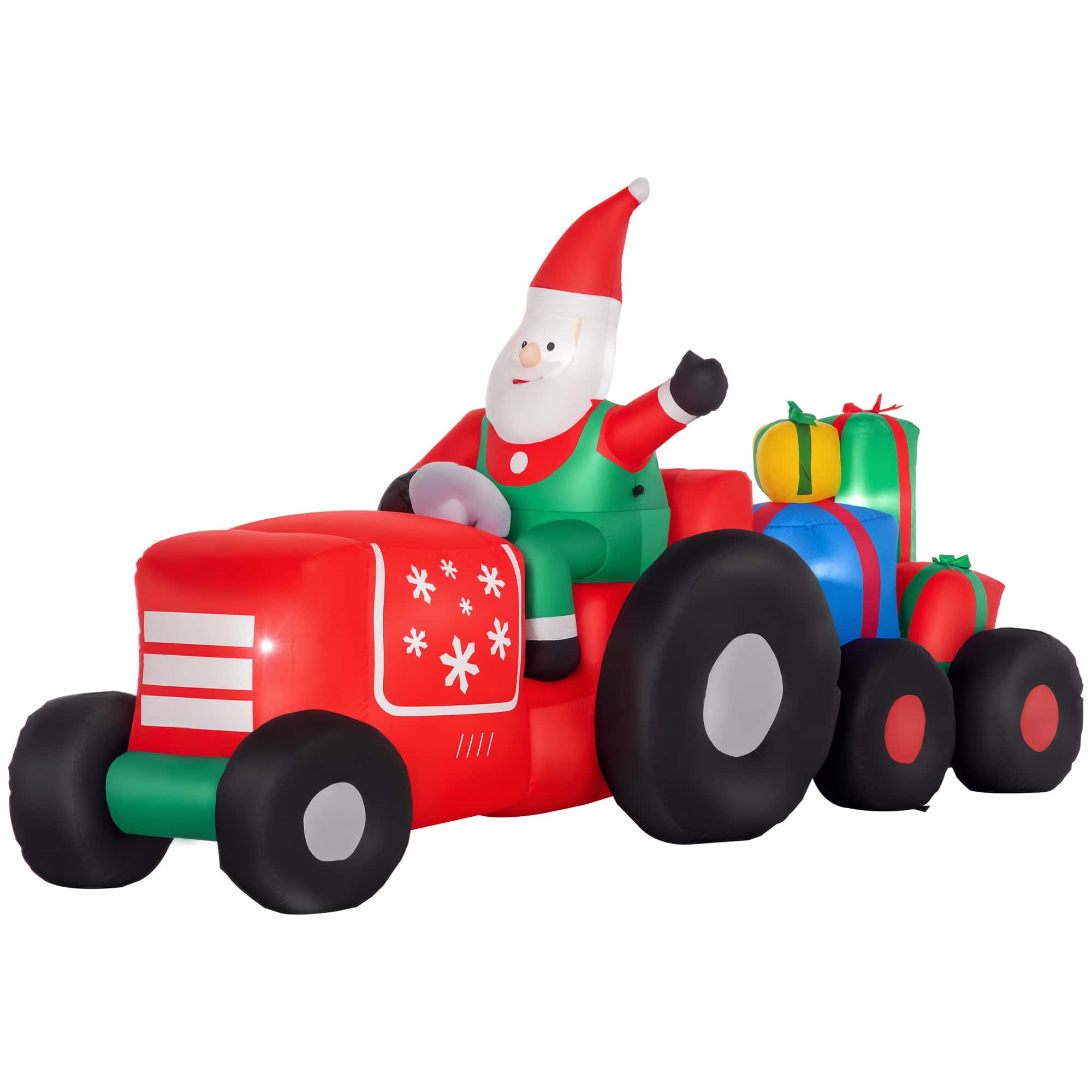 Outsunny - 9ft Christmas Inflatable Santa Driving Trailer with Gift Boxes, LED Yard Decor - Red