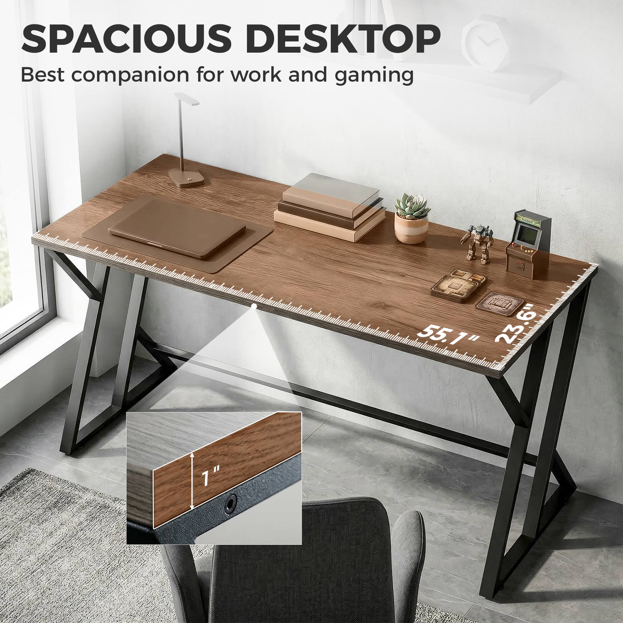 SPACIOUS DESKTOP  
Best companion for work and gaming  

23.6" x 55.1"