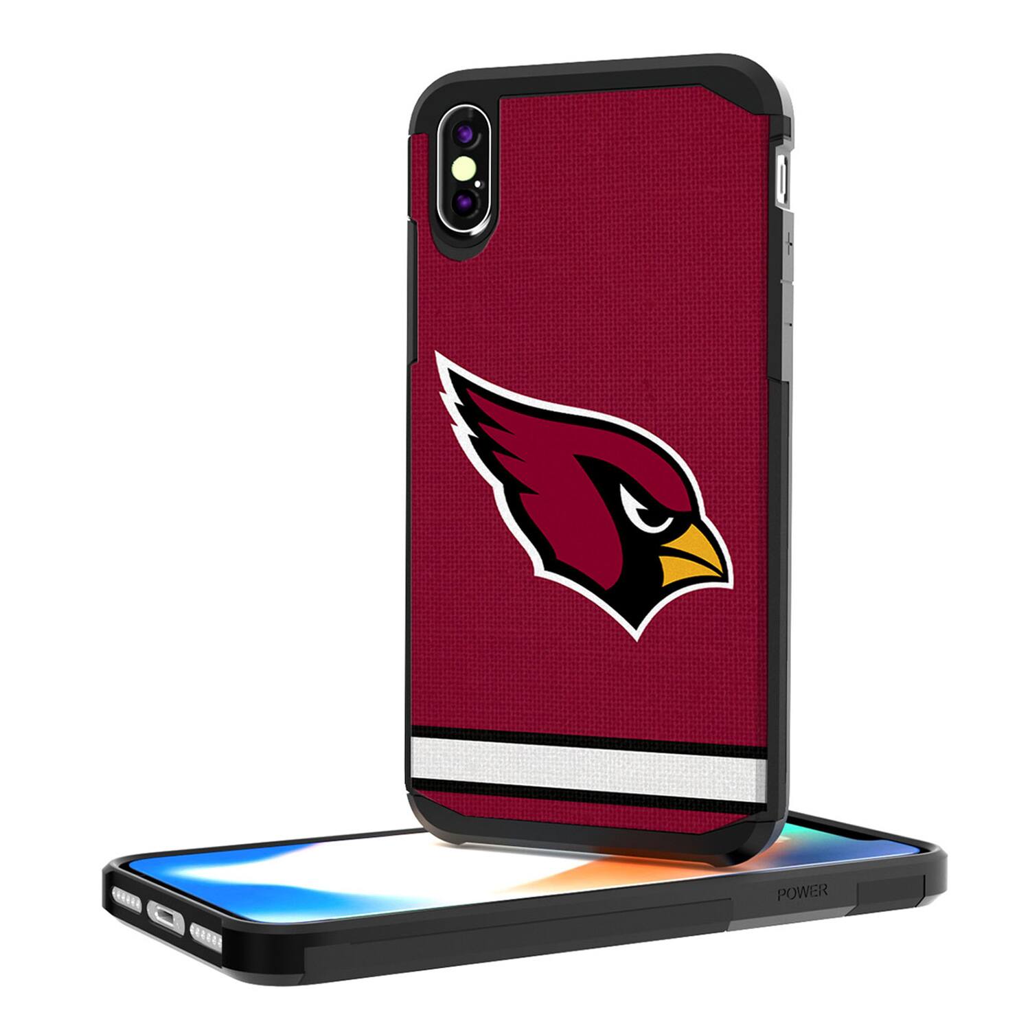 Alt View 2. Keyscaper - Arizona Cardinals iPhone Rugged Stripe Design Case - 15 Plus - Multicolor.