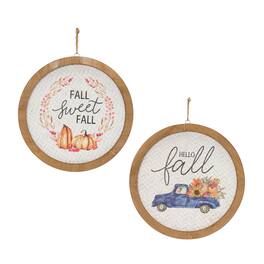 BreeBe - Fall Harvest Plaque (Set of 2) - White, Blue