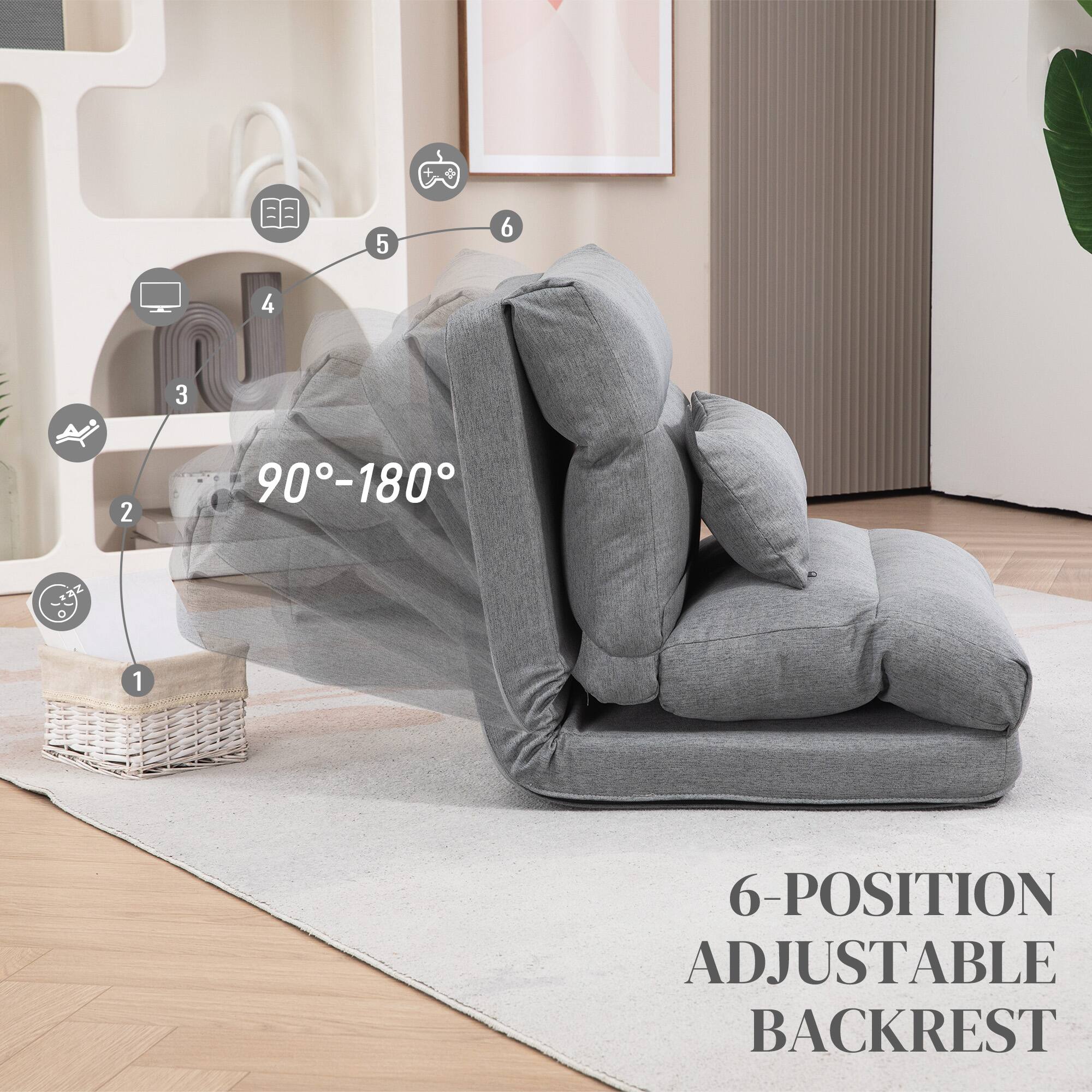 1 + 5 6 4 3 2 90-180 1 6-POSITION ADJUSTABLE BACKREST