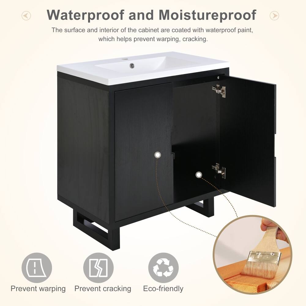 Waterproof and Moistureproof  
The surface and interior of the cabinet are coated with waterproof paint, which helps prevent warping, cracking.  

Prevent warping  
Prevent cracking  
Eco-friendly