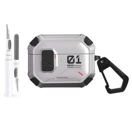 Dteck - For Airpods 5th Gen Shockproof Rugged Magnetic Lock Case With Keychain+Clean Pen - Silver